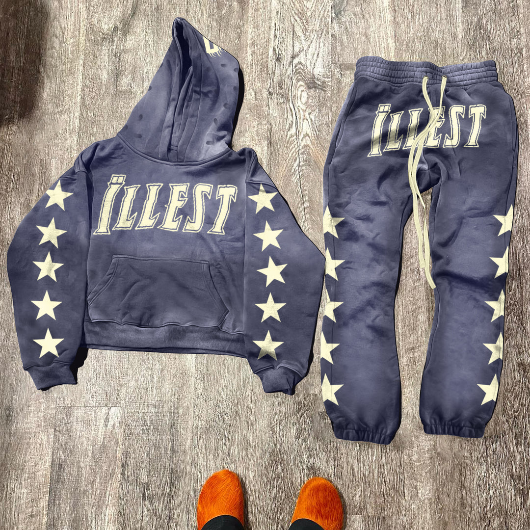 Fashionable and personalized retro gradient hoodie set