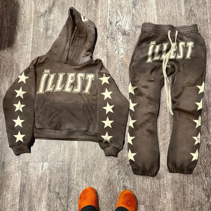 Fashionable and personalized retro gradient hoodie set