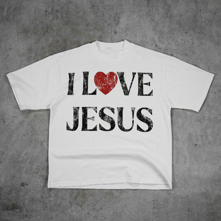 I Love Jesus Print Short Sleeve T-Shirt