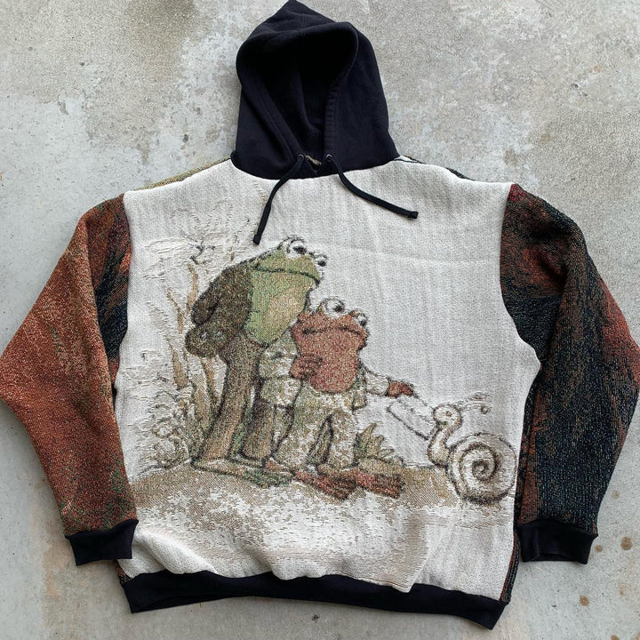 Frog & Toad Print Long Sleeve Tapestry Hoodies