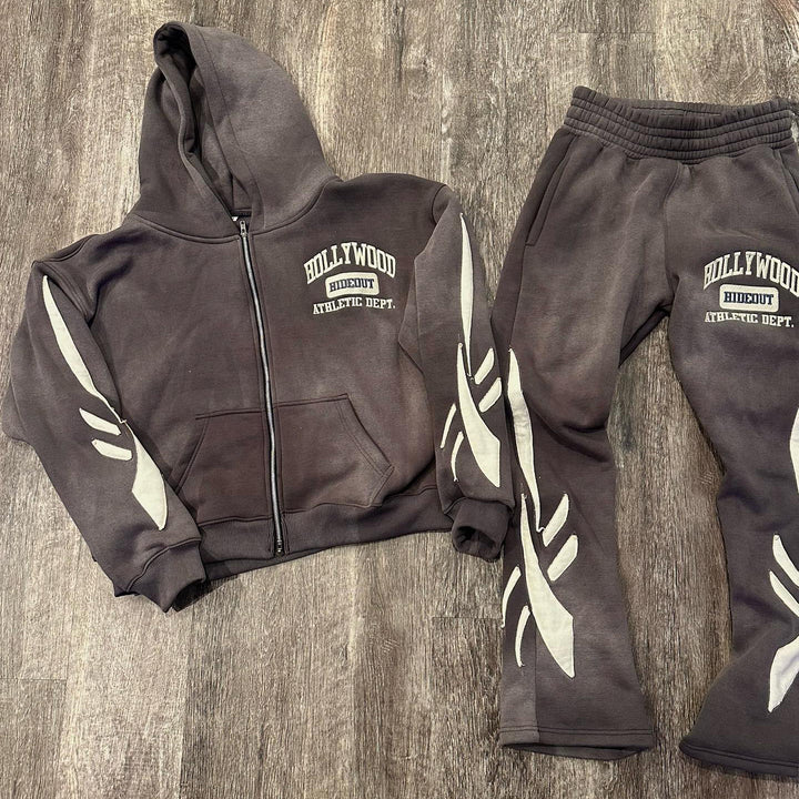 Stylish Retro Zip Hoodie Set