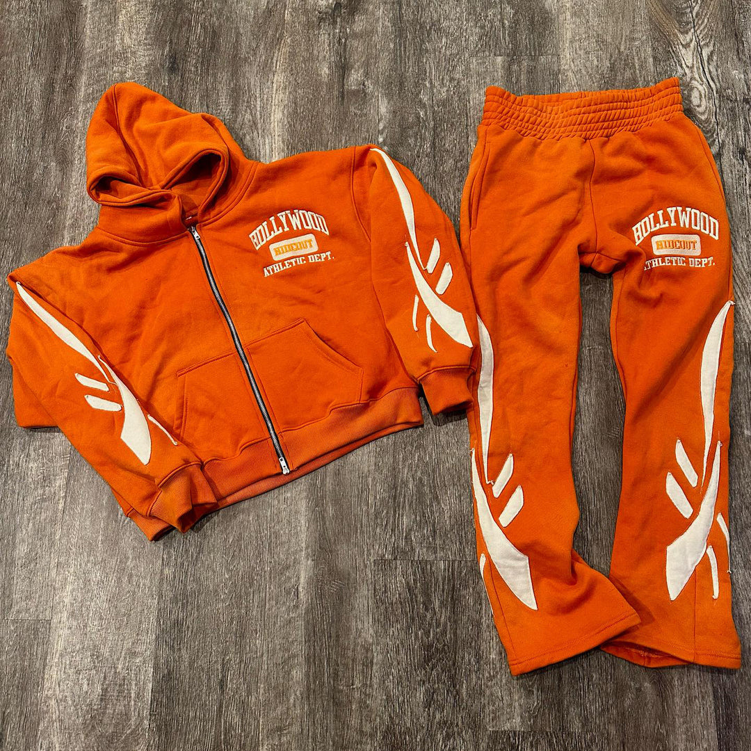 Stylish Retro Zip Hoodie Set