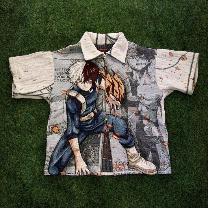 Comic Tapestry Zip Short Sleeve Jacket