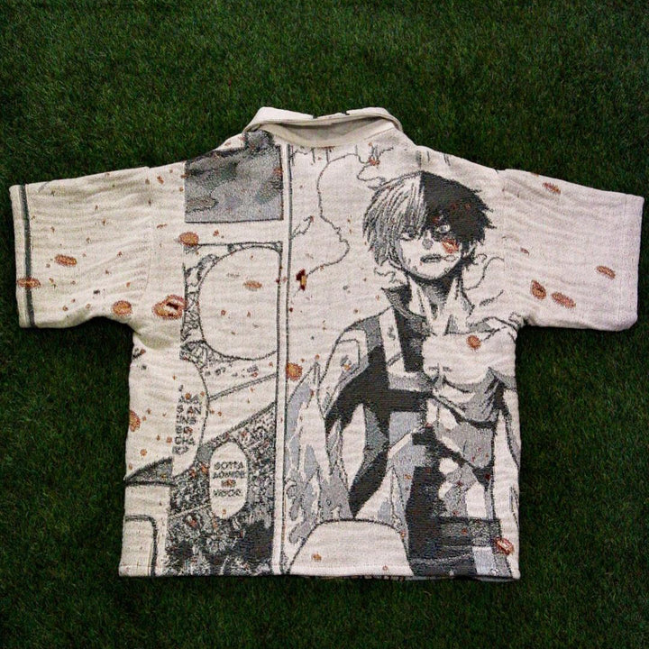 Comic Tapestry Zip Short Sleeve Jacket