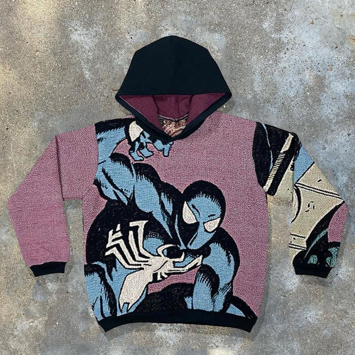 Symbiote Print Long Sleeve Tapestry Hoodies