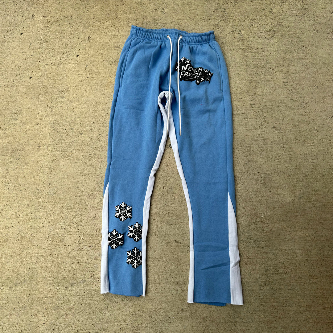 Stylish casual color-block printed flared trousers