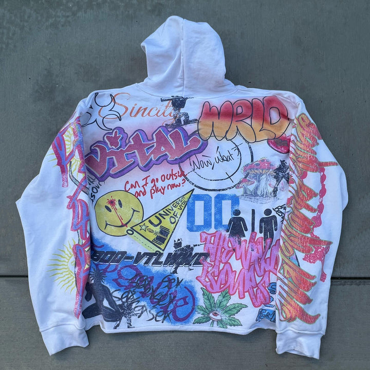 Casual street graffiti cotton hoodie