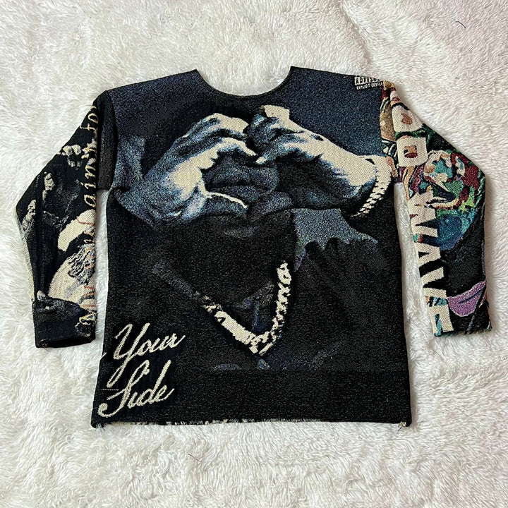 statement print hip hop tapestry sweatshirt