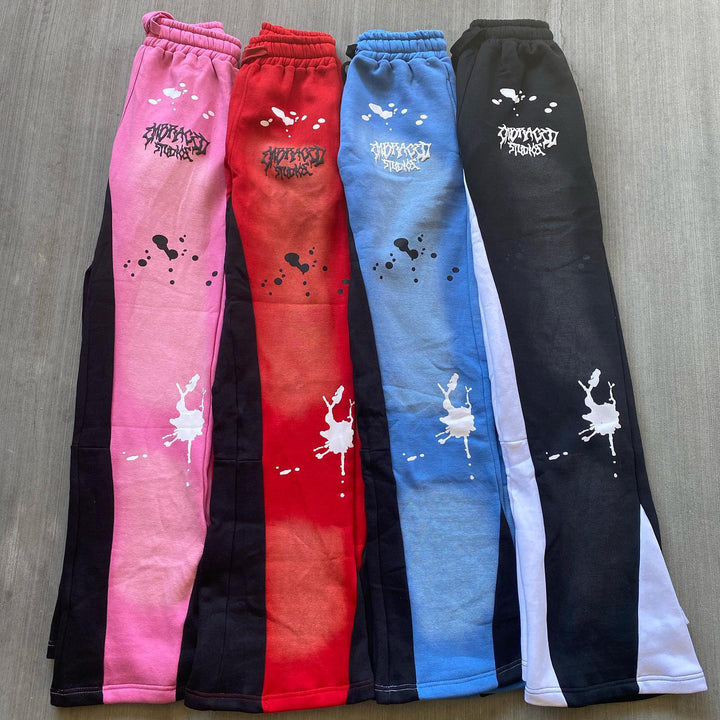 Fashionable casual contrast color splash trousers