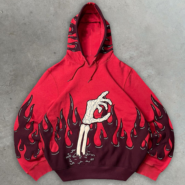 Flame Skull Casual Street Hoodie