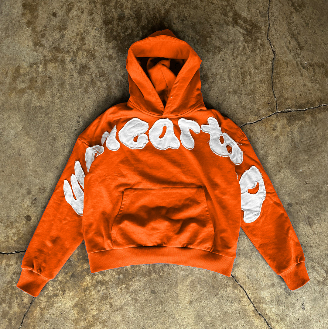 Casual street patchwork lettering hoodie