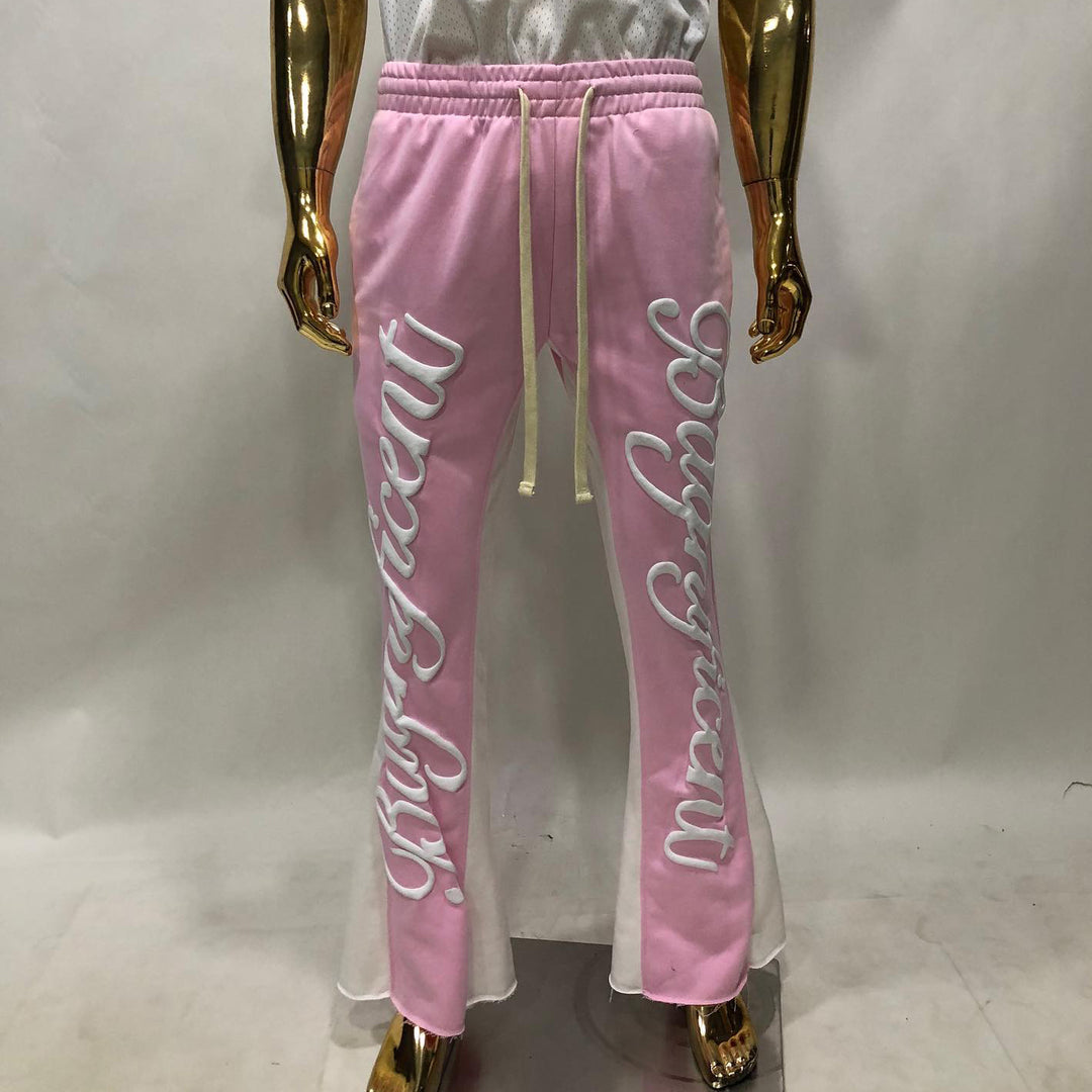 Personalized printed contrasting color casual trousers