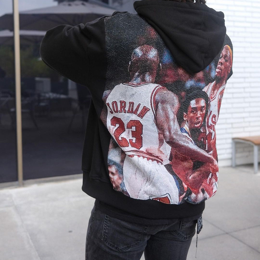 Hip-hop trendy basketball pattern hoodie