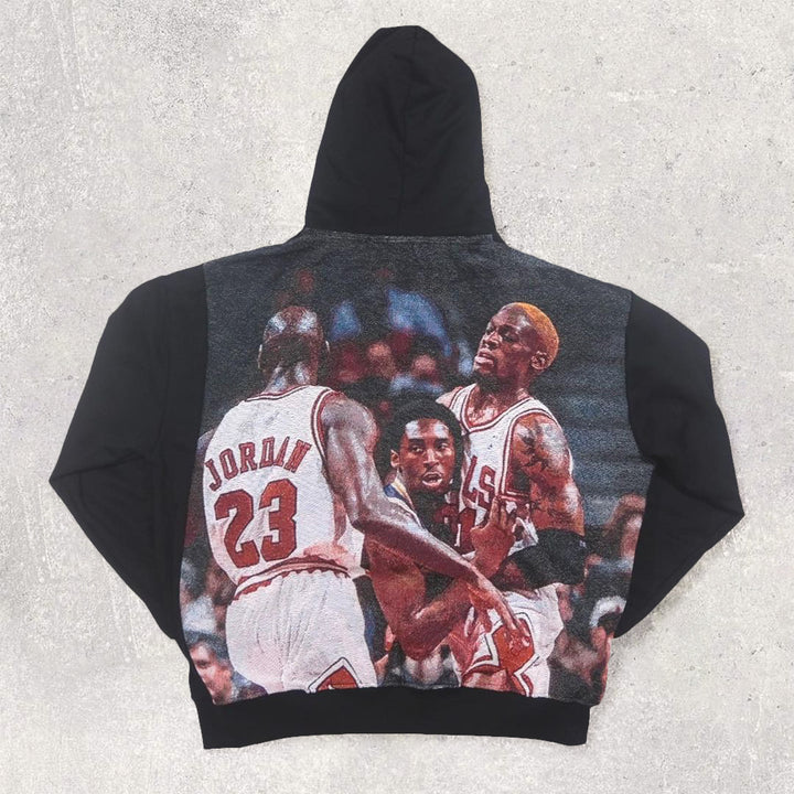 Hip-hop trendy basketball pattern hoodie