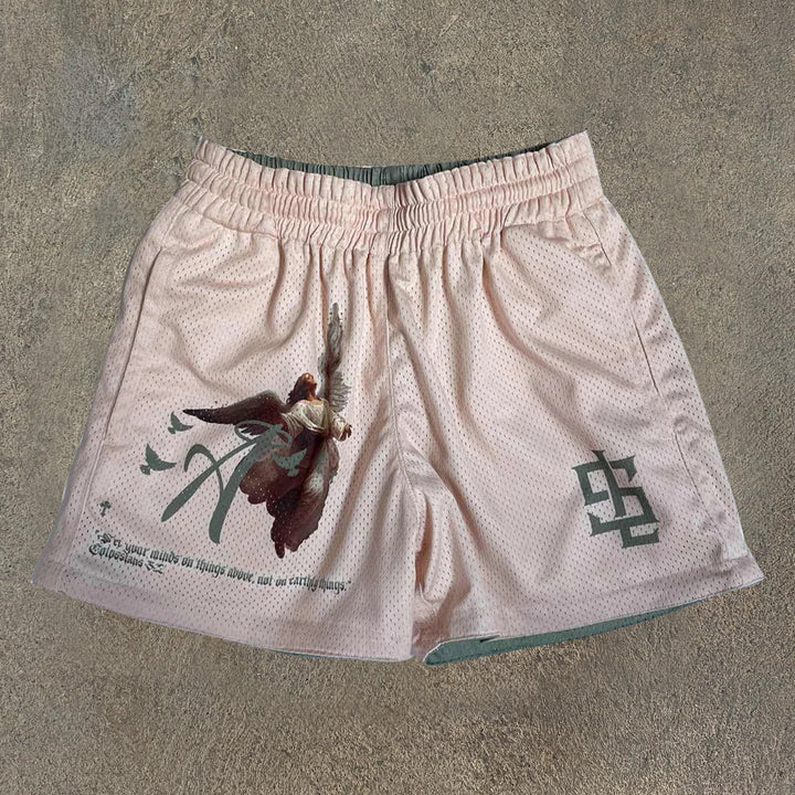 Personalized double layer mesh sports shorts