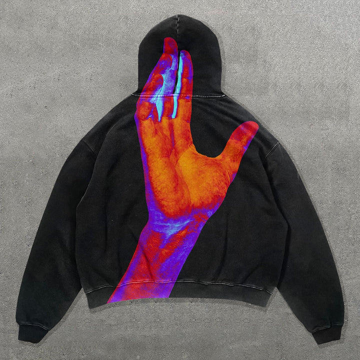 Fashion Gesture Print Long Sleeve Hoodie