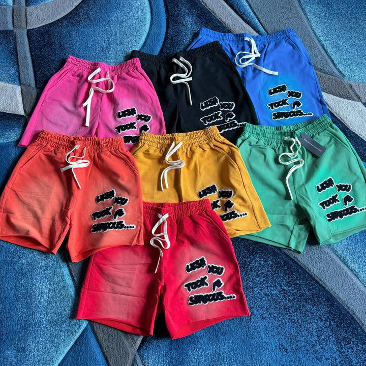 Personalized Letters Print Drawstring Pocket Shorts