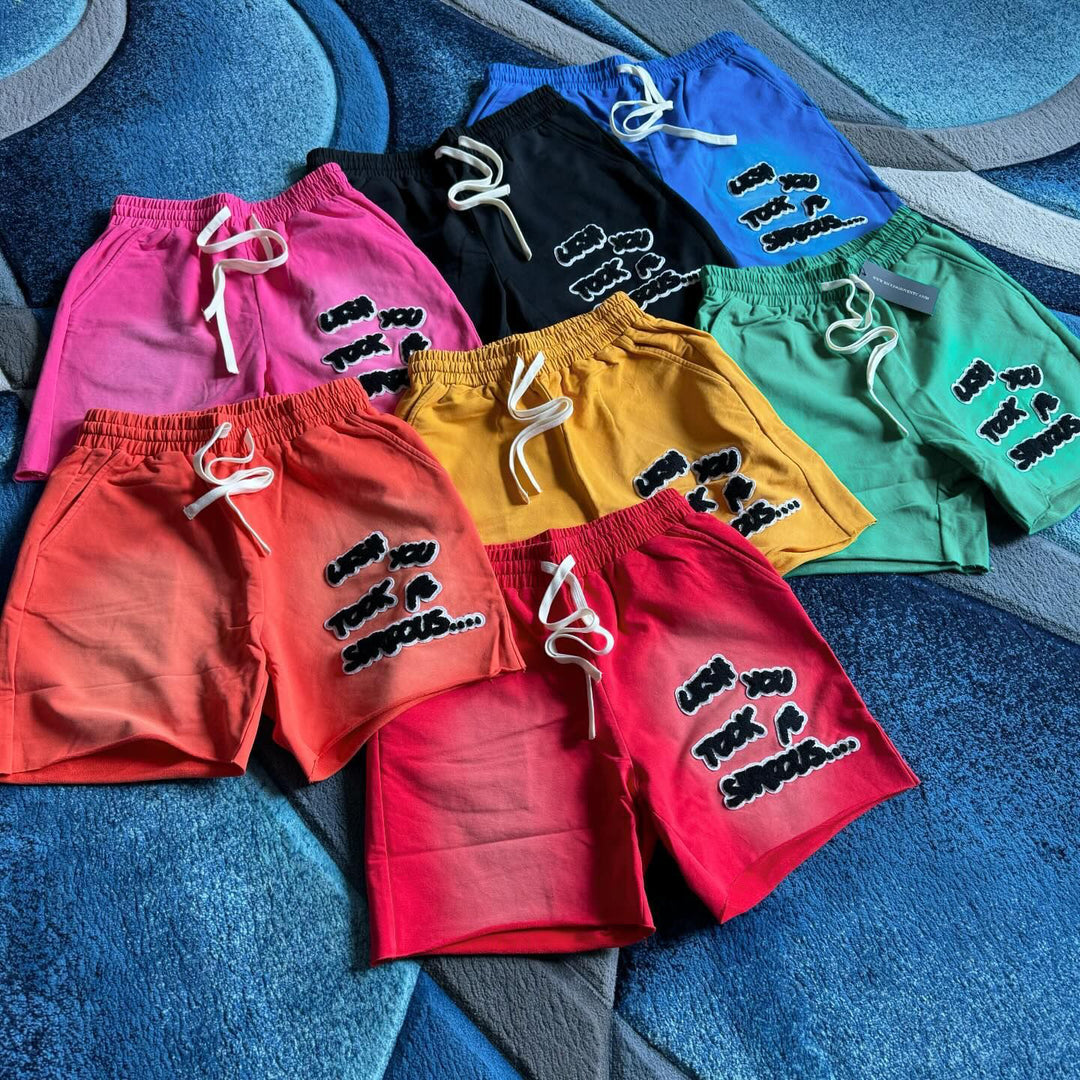 Personalized Letters Print Drawstring Pocket Shorts