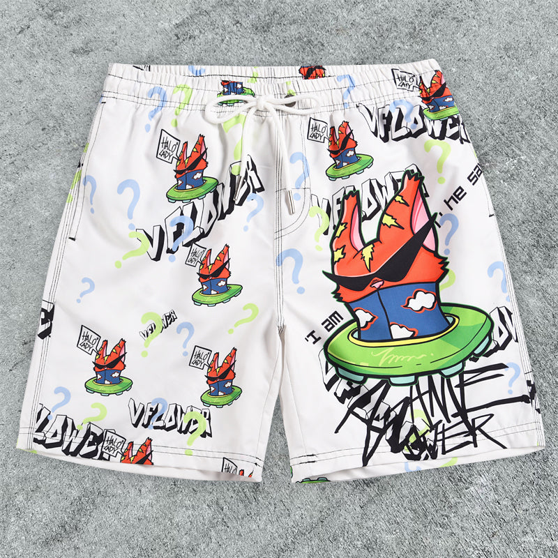 Cartoon graffiti seaside outdoor casual shorts - boasready