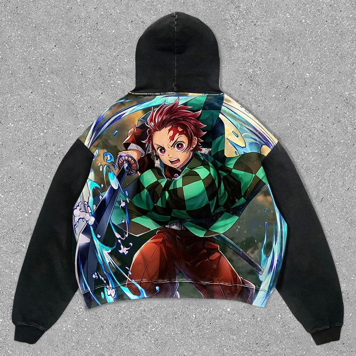 Fashionable Personalized Anime Print Long Sleeve Hoodie - boasready