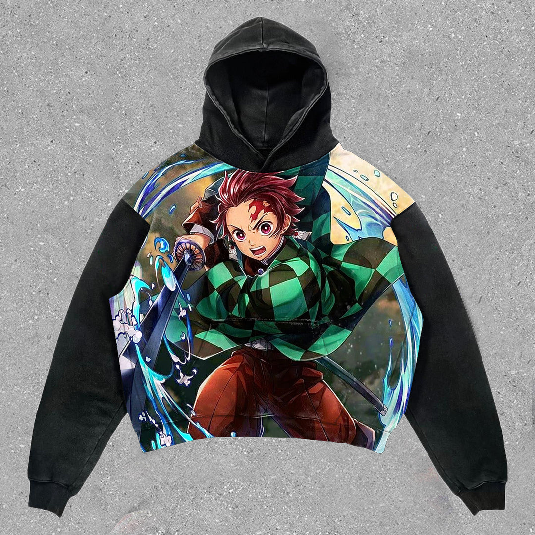 Fashionable Personalized Anime Print Long Sleeve Hoodie - boasready