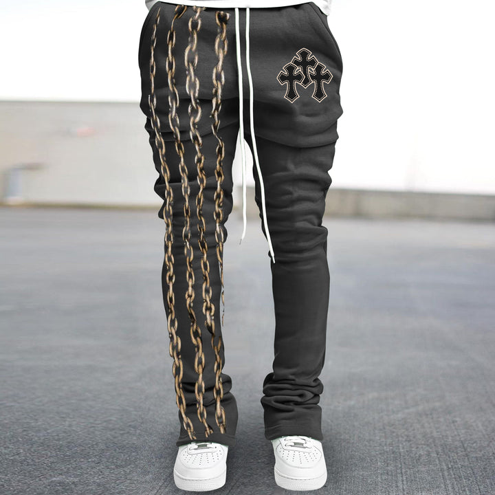 Trendy retro personalized print flared trousers