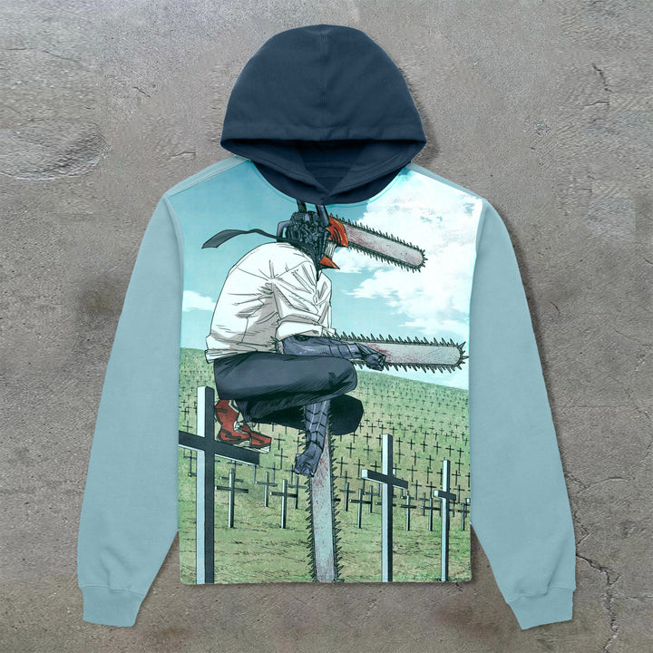 Colorblock Comic Retro Casual Hoodie - boasready