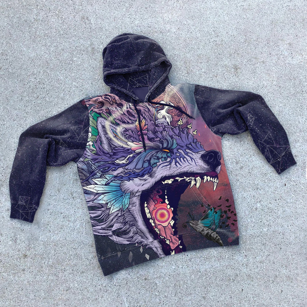 Vintage Print Relaxed Comfort Hoodie - boasready