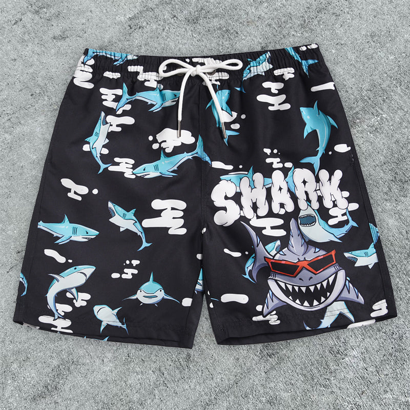 Shark print outdoor casual beach shorts - boasready