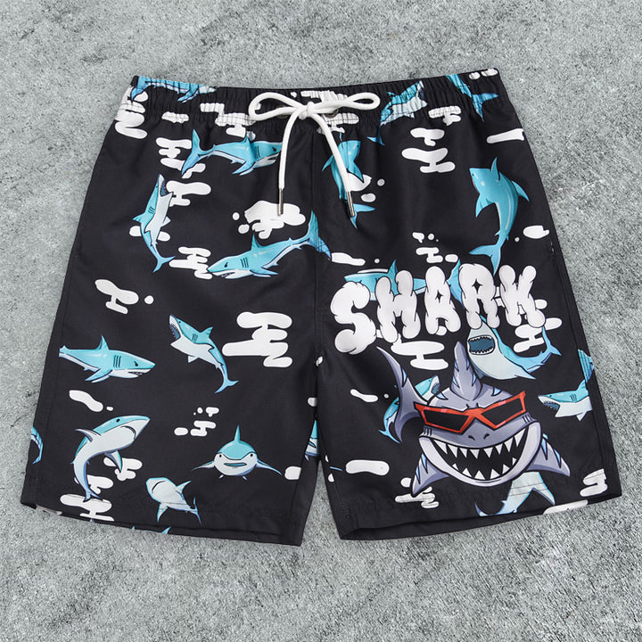 Shark print outdoor casual beach shorts - boasready