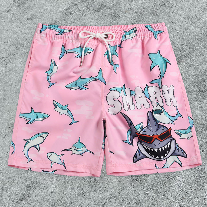 Shark print outdoor casual beach shorts - boasready