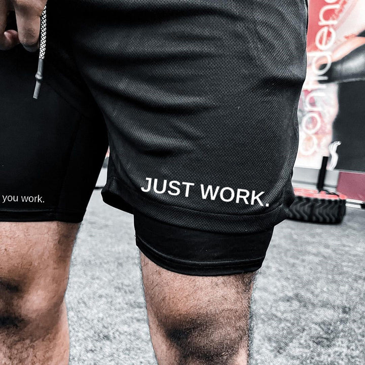 Just Work Print Double Layer Mesh Shorts