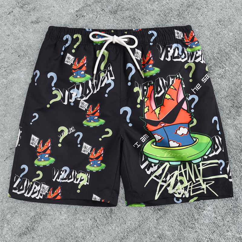 Cartoon graffiti seaside outdoor casual shorts - boasready