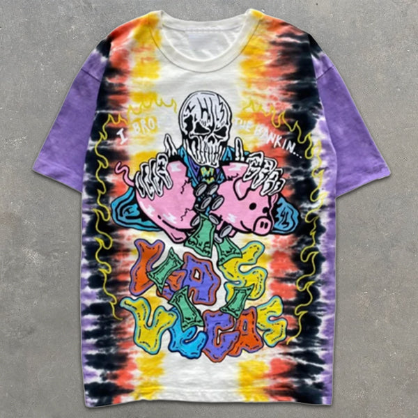 Skull graphic print tie-dye short-sleeve T-shirt - boasready