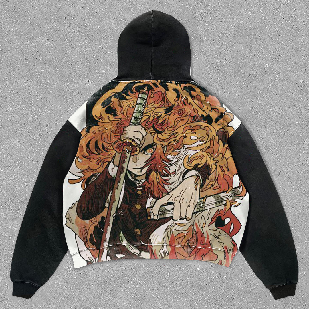 Preppy Anime Print Casual Hoodie - boasready