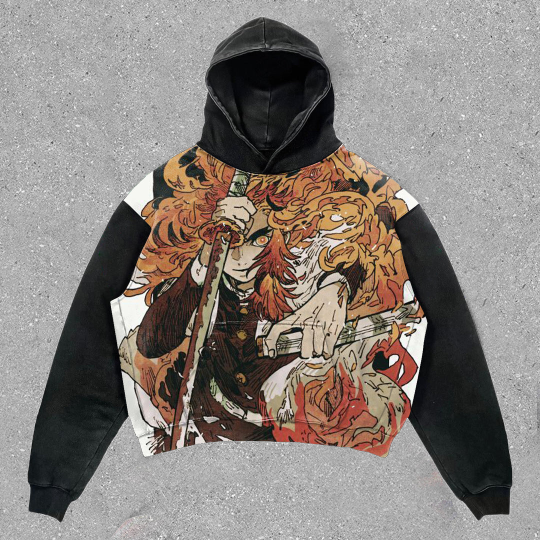 Preppy Anime Print Casual Hoodie - boasready