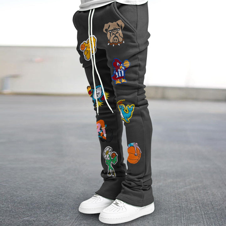 Cartoon Pattern Slim Street Flare Pants