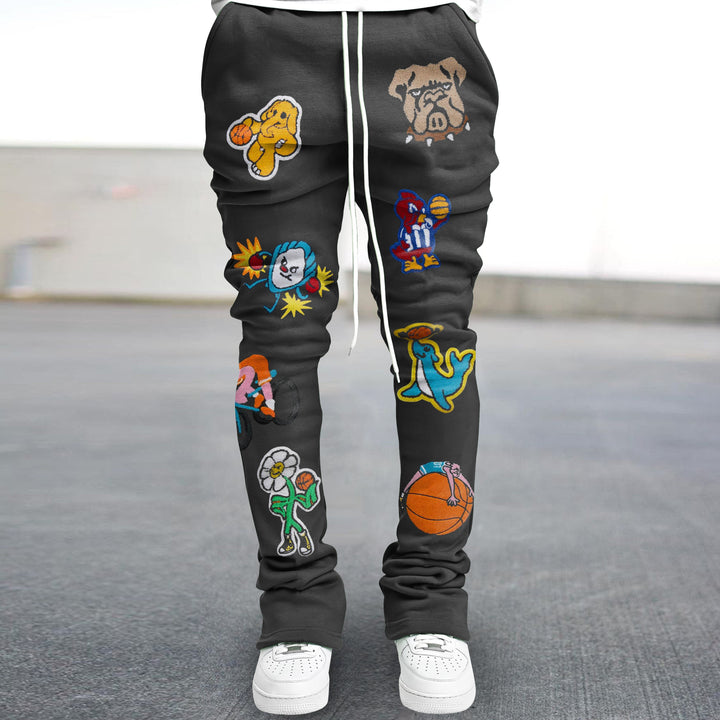 Cartoon Pattern Slim Street Flare Pants