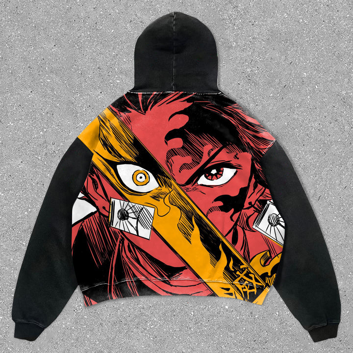 Stylish Preppy Anime Print Hoodie - boasready