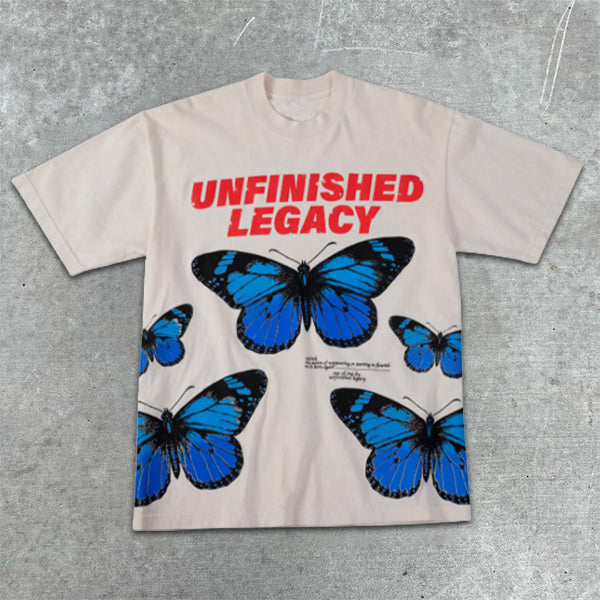 Butterfly Graphic Print Short Sleeve T-Shirt - boasready