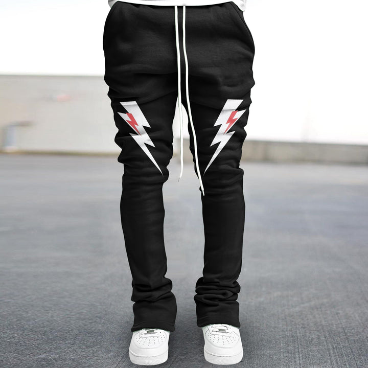 Lightning print slim fit flared trousers