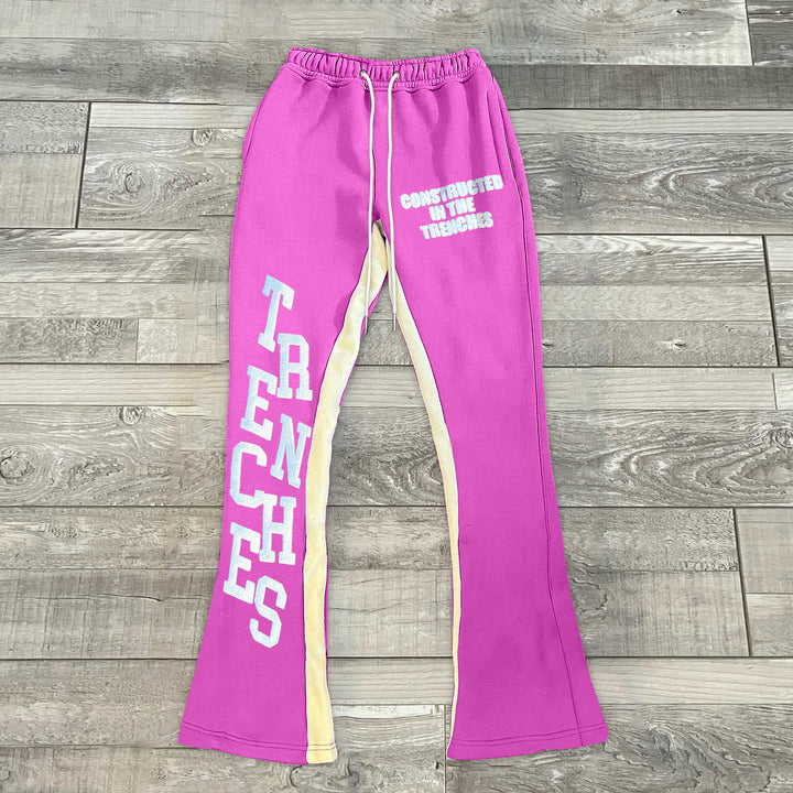 Fashionable personalized color matching printed letters casual flared pants