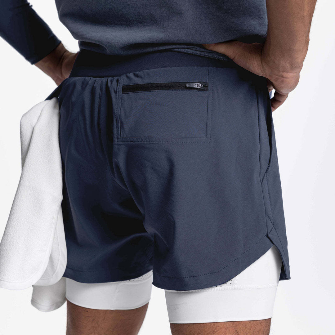 Casual Double Layer Fake Two Piece Gym Quick Dry Shorts