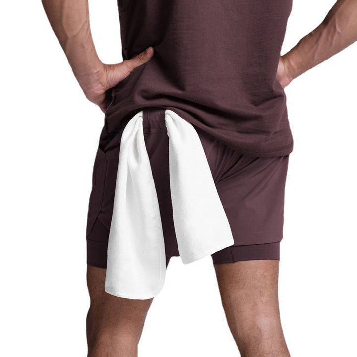 Casual Double Layer Fake Two Piece Gym Quick Dry Shorts