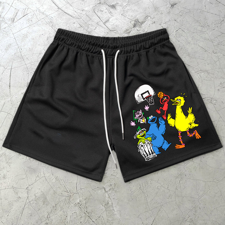 Cartoon personality retro mesh shorts - boasready