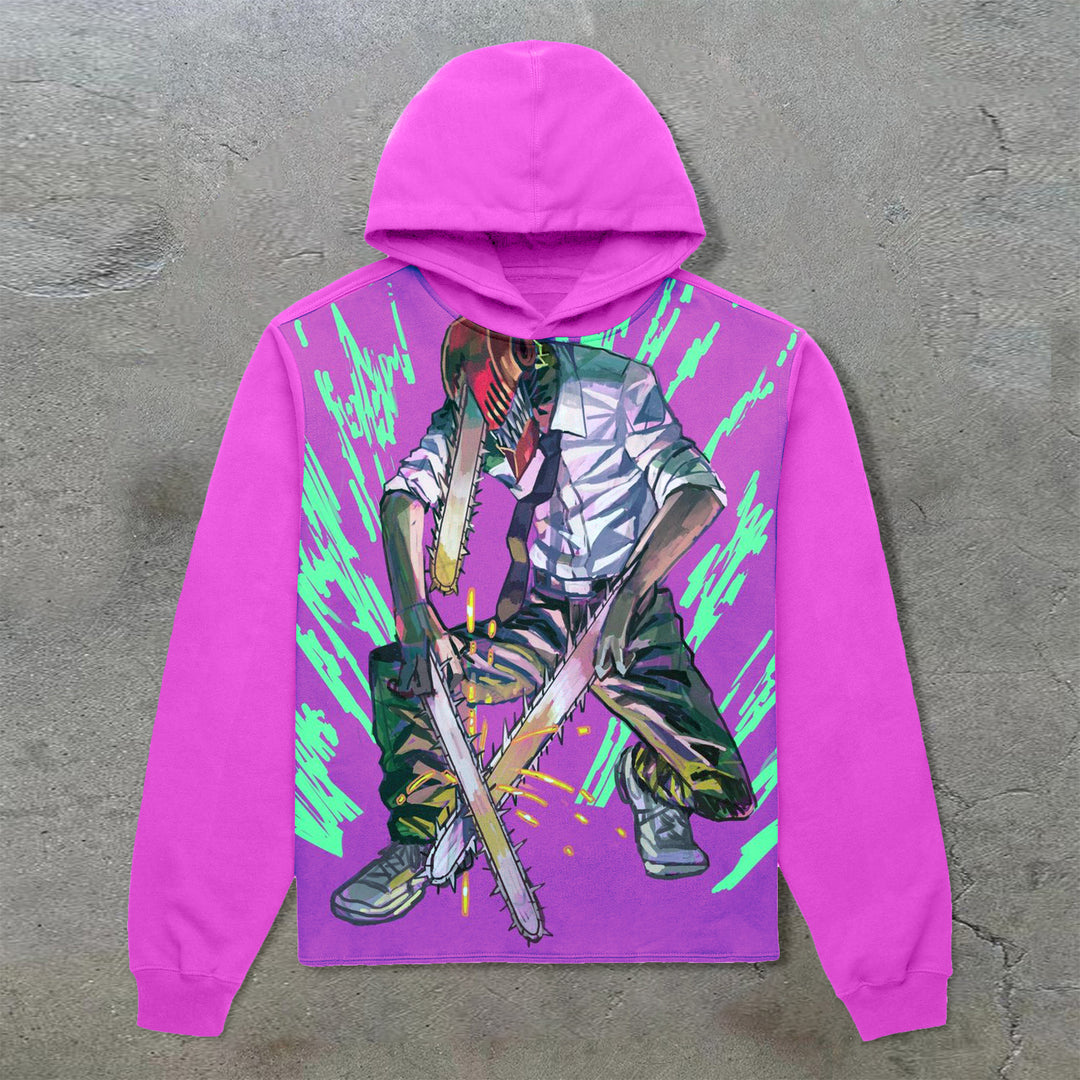 Vintage Chainsaw Man Comic Print Hoodie - boasready