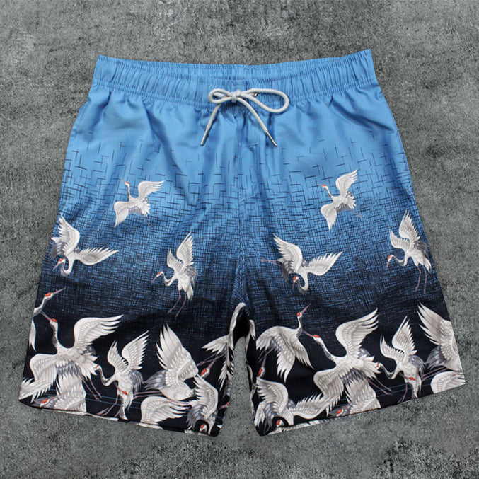 Feihe Seaside Print Casual Beach Shorts - boasready