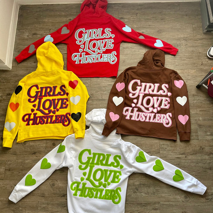 Girls Love Hustlers Print Long Sleeve Hoodie