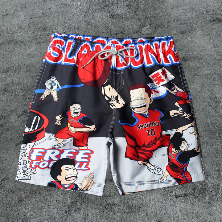 Comic cartoon printed seaside beach shorts - boasready