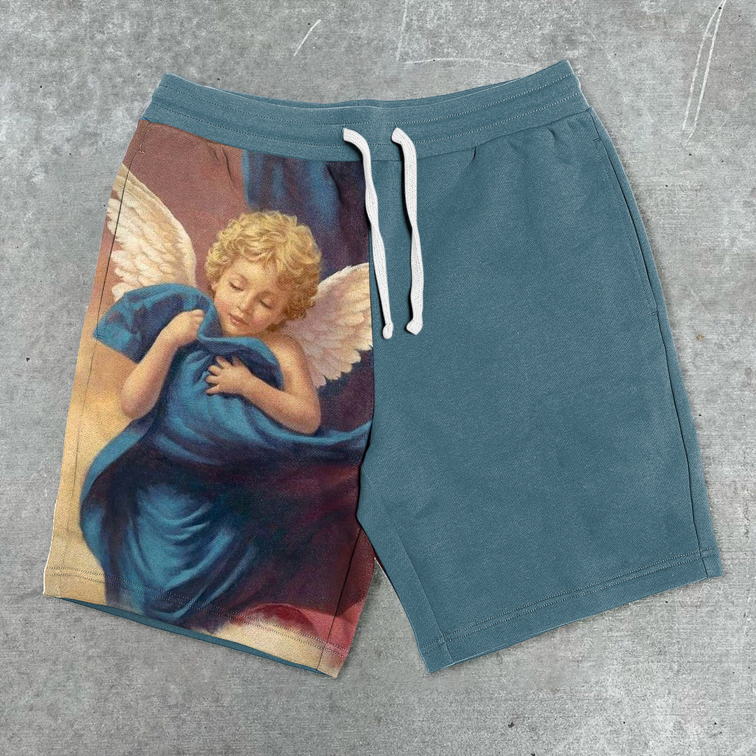 Angel Retro Street Color Contrast Shorts